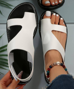 Sandales en Cuir stylé – T01 – Noir/Blanc