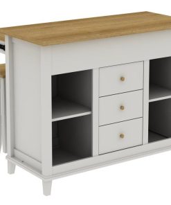 Meuble Comptoir Bar Extensible avec 2 Tabourets Kanou