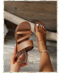 Sandales en Cuir stylé -T03 – Marron