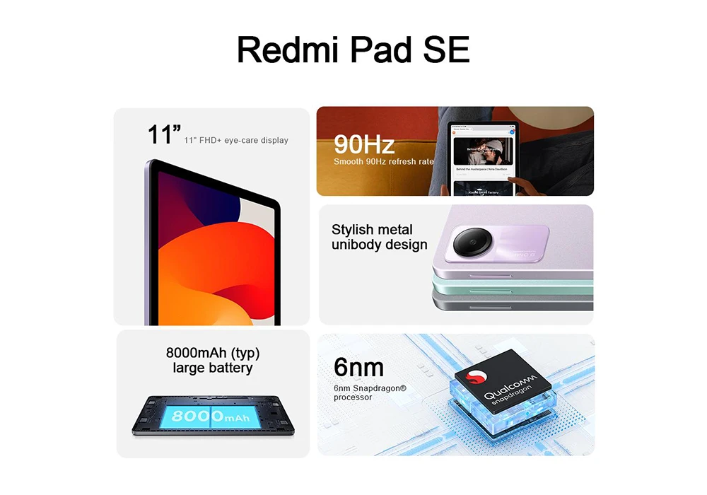 Tablette 11 Pouces 8/256GB Graphite Grey Xiaomi Redmi (REDMI PAD SE 11) - Image 3