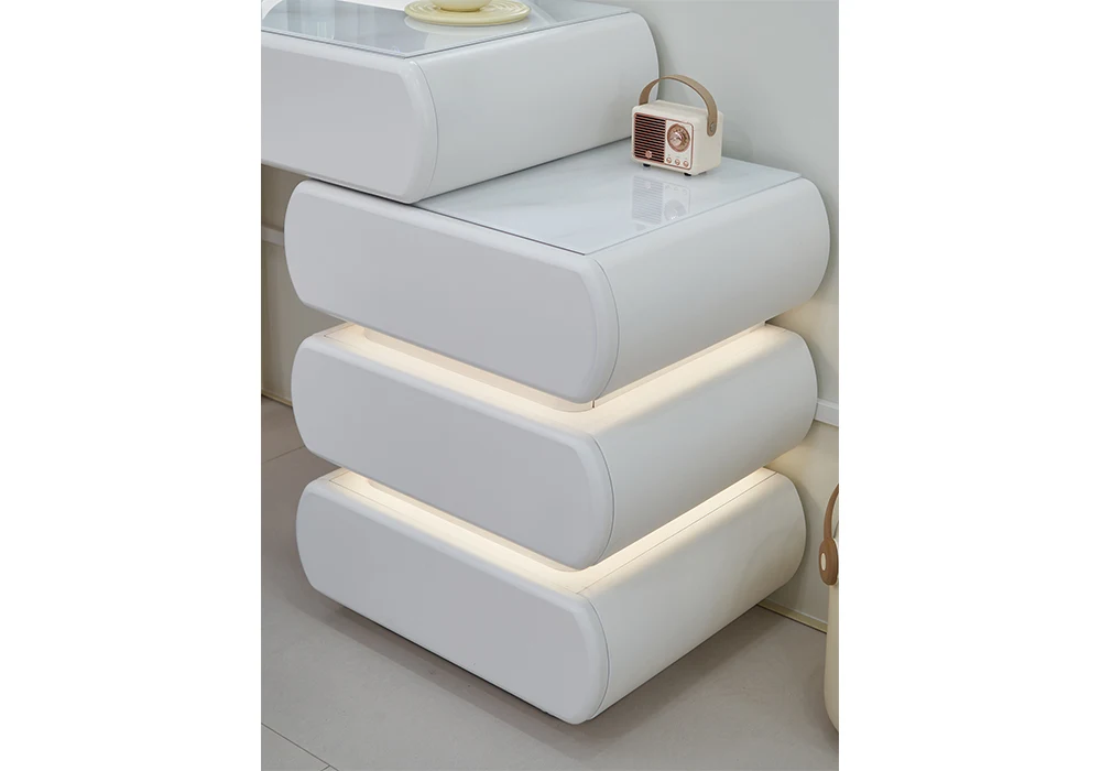 Coiffeuse LED 5 Tiroirs avec Pouf Lime - Image 3
