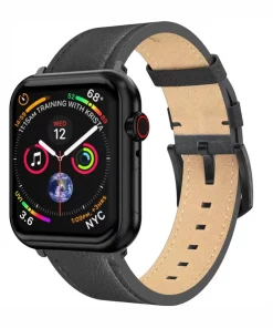 Swissten Apple Watch 42-49mm Leather Band – 46000811 – Noir Buckle – Noir