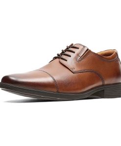 Soulier en cuir Clarks Tilden Cap Oxford pour homme – Marron