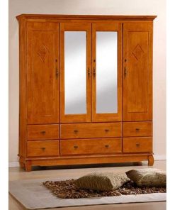 Armoire 4 Portes 6 Tiroirs avec Miroir Shanghai