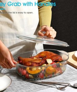 Cocotte Ovale en Verre 3L avec Couvercle en Verre