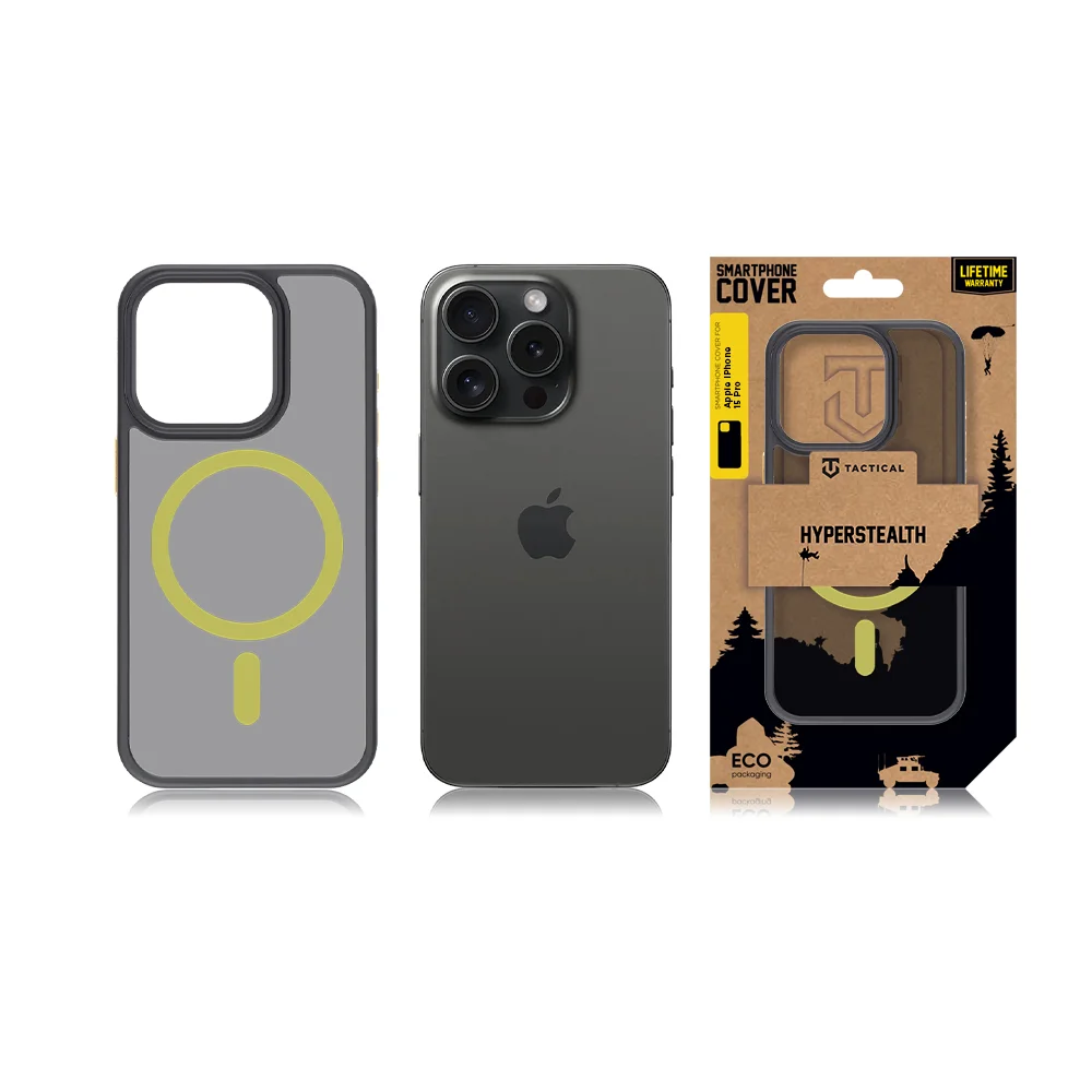 Coque Tactical iPhone 15 Pro Magforce Hyperstealth 2.0 – 8596311250590 – Noir/Yellow - Image 4