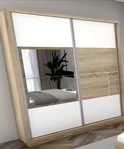 Armoire 2 Portes Coulissantes avec Miroir (Collection Miami)