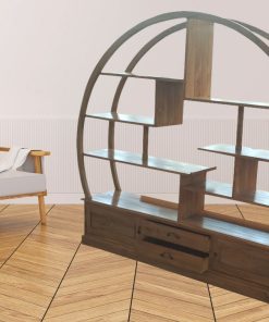 Étagère Demi Ronde Teck 2 Portes 2 Tiroirs