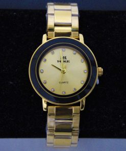 Montre dame fashion en inox avec bracelet – Doré/Noir