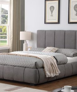 Lit en Tissus 140x190cm Gris Foncé Sophie