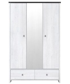Armoire 3 Portes 2 Tiroirs avec Miroir (Collection Porto)