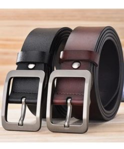 Ensemble 2 ceintures Hommes double faces en cuir simili Noir-marron