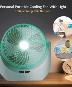 Ventilateur de table puissant rechargeable avec lumière LED