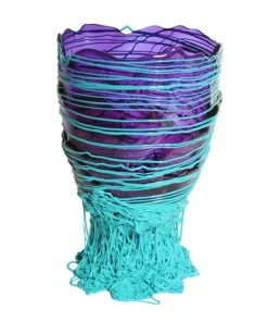 Vase en résine Spaghetti Clear Purple Matt Turquoise L de Gaetano Pesce  - Fish Design