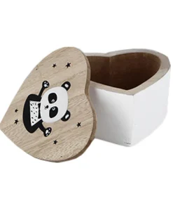 Boîte de Rangement en bois Panda, forme Coeur, 9.2x5x8.5cm
