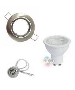 Kit Spot LED GU10 Encastrable Orientable 8W Rond Inox