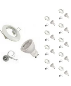 Kit Spot LED GU10 encastrable Rond Blanc avec une ampoule 8W (Pack de 10)