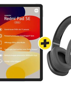 Pack Tablette 11 Pouces 8/256GB Graphite Grey Xiaomi Redmi + Casque sans Fil Bluetooth Confort à Réduction de Bruit (REDMI PAD SE 11 + CAQ111)