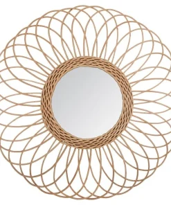 Miroir en Rotin Naturel Rosace 58cm