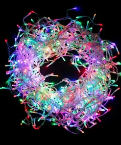 Rideau lumineux 120LED IP44 2M - câble transparent - Multicouleur